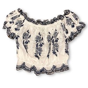 Forever 21 Top Cropped  Boho Embroidery Medium Off Shoulder Top